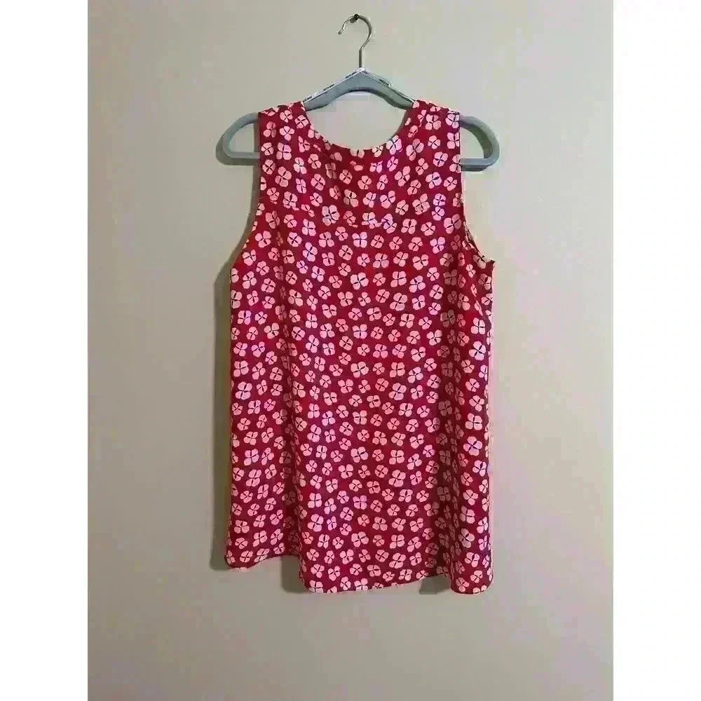 Anne Klein, Size Large, Women's Floral Flowy Shirt, Red